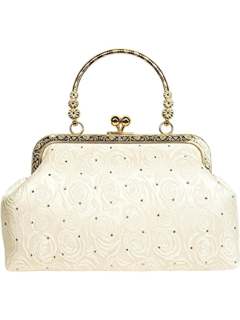 Elegant Floral Kiss Lock Clutch | Minimalist Flower Evening Bag for Events